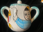 Vintage Cer Desuir Girl/Bread Teapot, 4 cups, creamer, sugar bowl Italy — photo 8