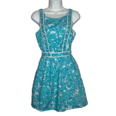 Lilly Pulitzer Becky  She s A Fox  Shorely Blue Pinafore Pocket Dress Size 2