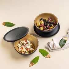 Tupperware Allegra schwarz gold 3,5, 1,5L,2x275ml,Servierperle,Deckel-Auswahl