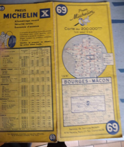 Carte michelin 69 bourges macon 1962 - Photo 1/1