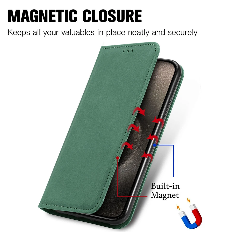 Skin Green Wallet Phone Case For iPhone Huawei Samsung TCL Honor ZTE Sony Moto - Image 2 of 4