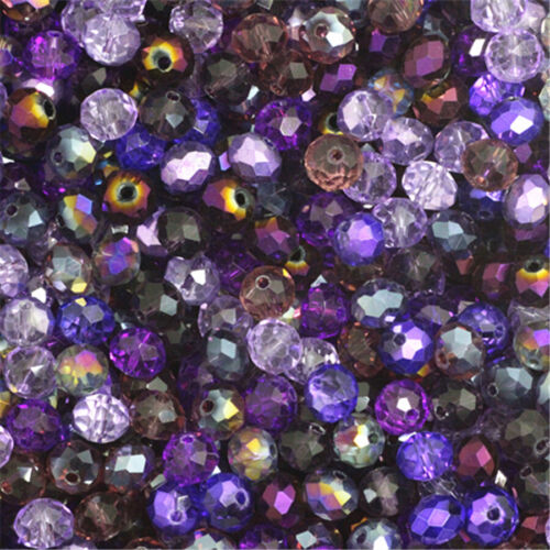 Purple Multicolor  2mm 4mm 6mm 8mm Rondelle Beads faceted Crystal Glass Beads - Picture 1 of 63