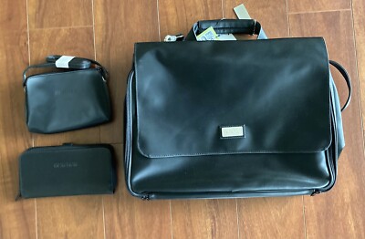 Kenneth Cole Reaction Essentials Black Briefcase Wallet Cosmetic Case Women's