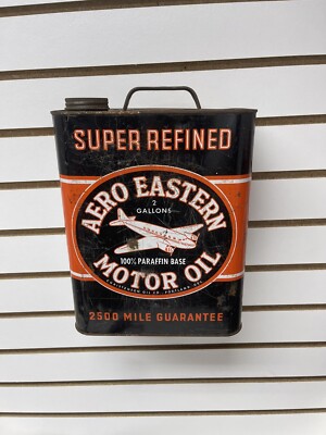 Vintage Super Refined Aero Eastern 2 Gallon Motor Oil Can