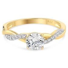 14k Gold Twisted Vine Wedding Brilliant Round Cut CZ Engagement Ring (4 Prong)