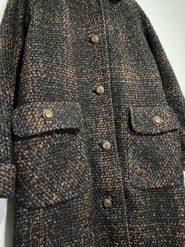 Vintage 50s Tweed Overcoat M/L Wool Coat 60s Mob Wife Grunge Indie Multicolored - Picture 3 of 10