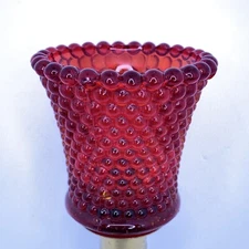 2 Red Hobnail Glass Peg Votive Cup Candle Holder Home Interior Homco Vtg