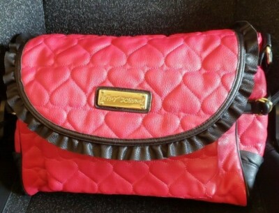 RARE BETSEY JOHNSON Hot Pink Quilted Heart with Black ruffles OFFERS  ACCEPTED