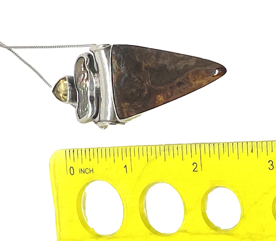 Collar colgante artesanal de piedras preciosas de plata esterlina fina Charles Albert Foto 3 de 4