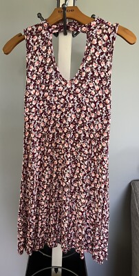 Alya Dress Red Pink Floral Mid Thigh Francesca s XS