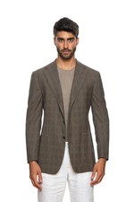 SARTORIA PARTENOPEA NAPOLI Dove Grey Check Wool 130's Jacket 40 US / 50 EU 7R
