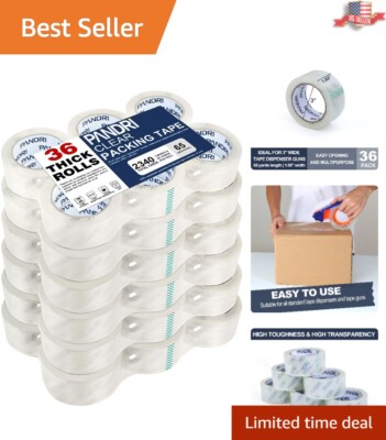 36 Rolls Strong Clear Packing Tape - Heavy Duty, 1.88'' Wide - Total 2340 Yards