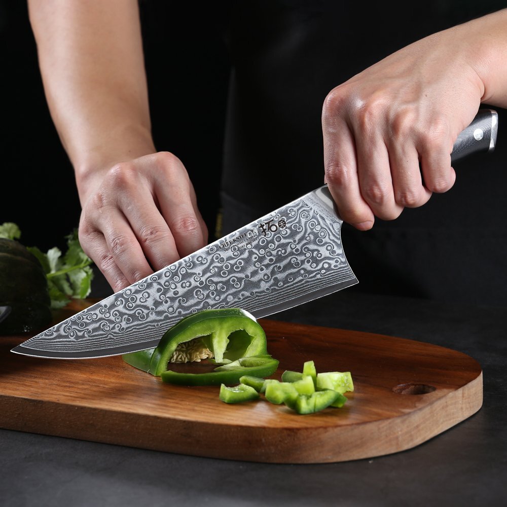 TURWHO Chef Knife Japan VG10 Damascus Steel Santoku Slicing Kitchen