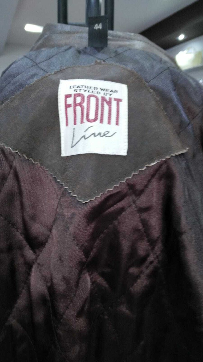 Front Line Brown Leather Jacket For Men Vintage Size 44
