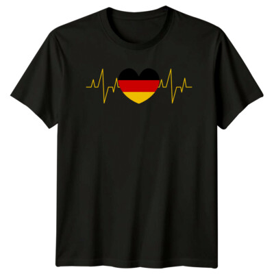 Deutschland Flagge Herzschlag Stolz Deutsch Herren T-Shirt Damen Tee Grafik