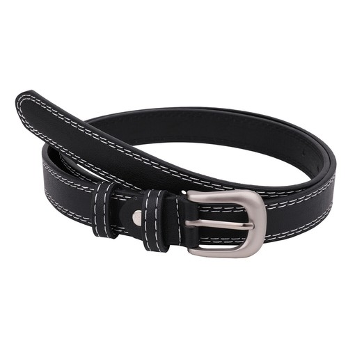 Hombre Negro Cinturón con Plateado Hebilla 20mm Ancho Ajustable Piel Sintética - Imagen 8 de 10