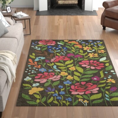 Cambridge Garden Floral Loop Pile Rug Wool Hand Tufted