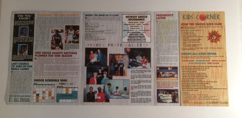 Lote de boletines informativos de baloncesto efímeros de colección de la WNBA Detroit Shock 2000 y 2006 Foto 4 de 4