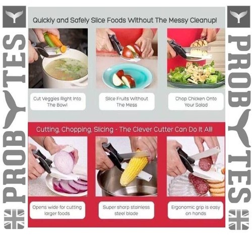 2 in 1 Clever Cutter Chopping Board, Smart Scissor, Removable Knife, Safety Lock - Picture 5 of 10
