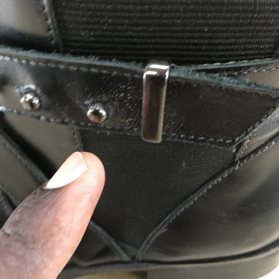 Steven Botas Mujer 5.5 M Sydnee Alto Montar Cuero Negro Punta Redonda Cubano Foto 3 de 4