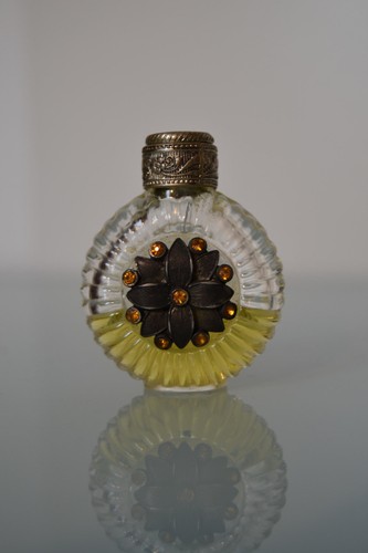 Antique Arabic Pocket Perfume Bottle - Crystal Metal - Picture 1 of 3