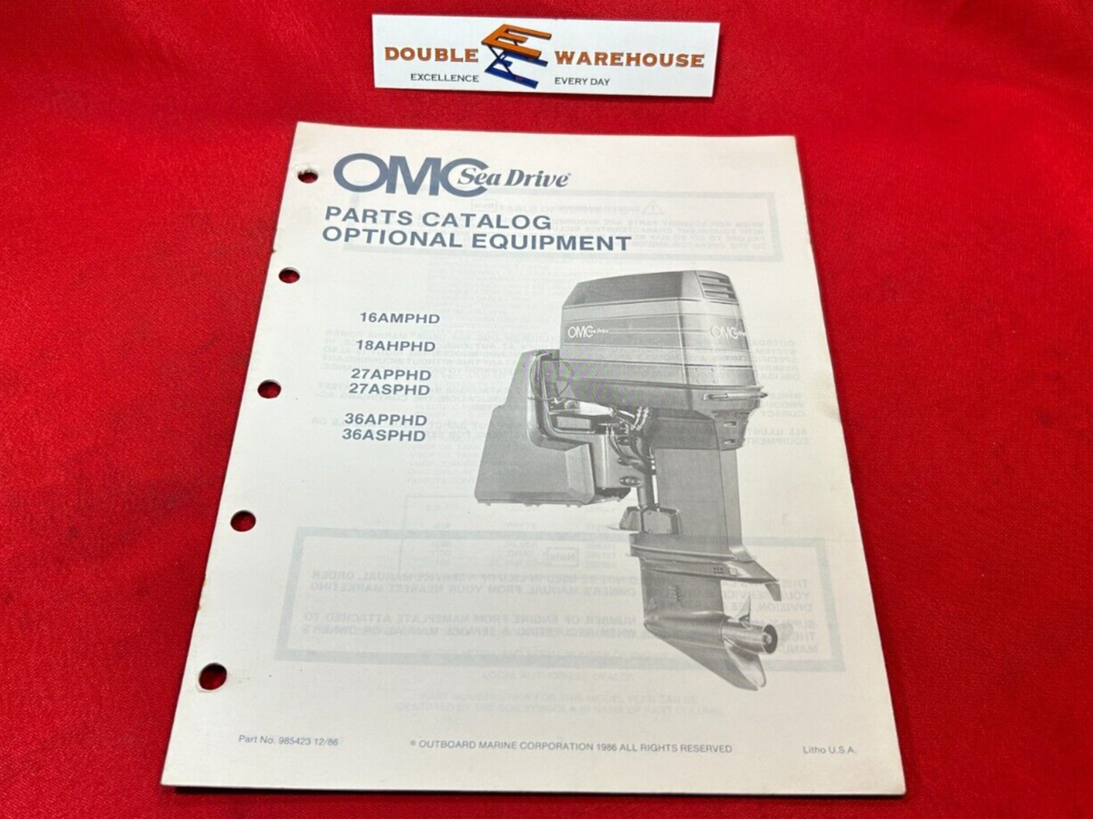 1986 OMC Sea Drive Optional Equipment Parts Catalog 985423 | eBay