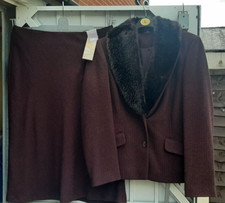 BERKERTEX FUR BURG BORD SUIT AND EMBROIDERED TOP BRAND NEW VINTAGE