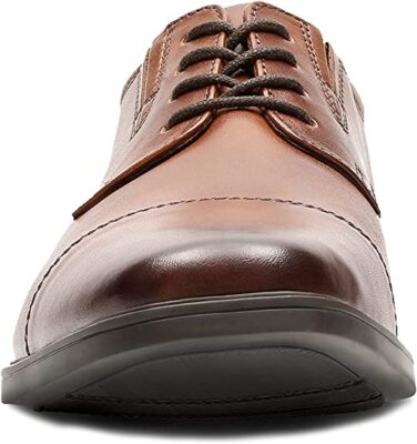 Clarks Tilden Cap Oxford Dark Tan Leather Mens 9.5 26130096 Clarks Tilden Cap Dark Tan Leather Shoes - 26130096 main image 3