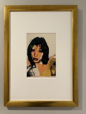 ANDY WARHOL 1989 COLLECTOR LITHOGRAPH PRINT '' MICK JAGGER '' GOLD LEAF FRAME RARE