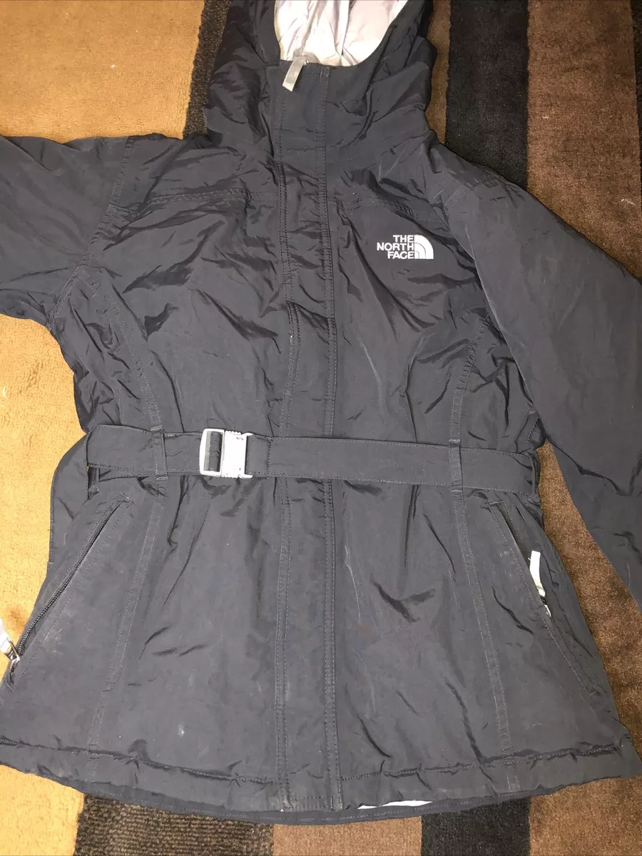 The North Face Hyvent 550 Down Belted Jacket Black Parka Hood.Girls XL 18