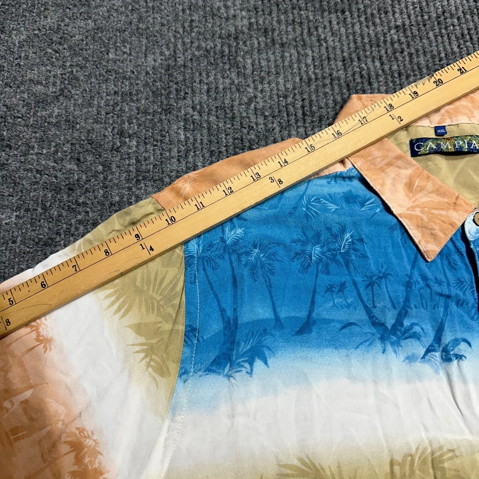 Campia Tie Dye Mens Short Sleeve Hawaiian Shirt Size XXL 2XL Orange Blue - Image 3 of 4