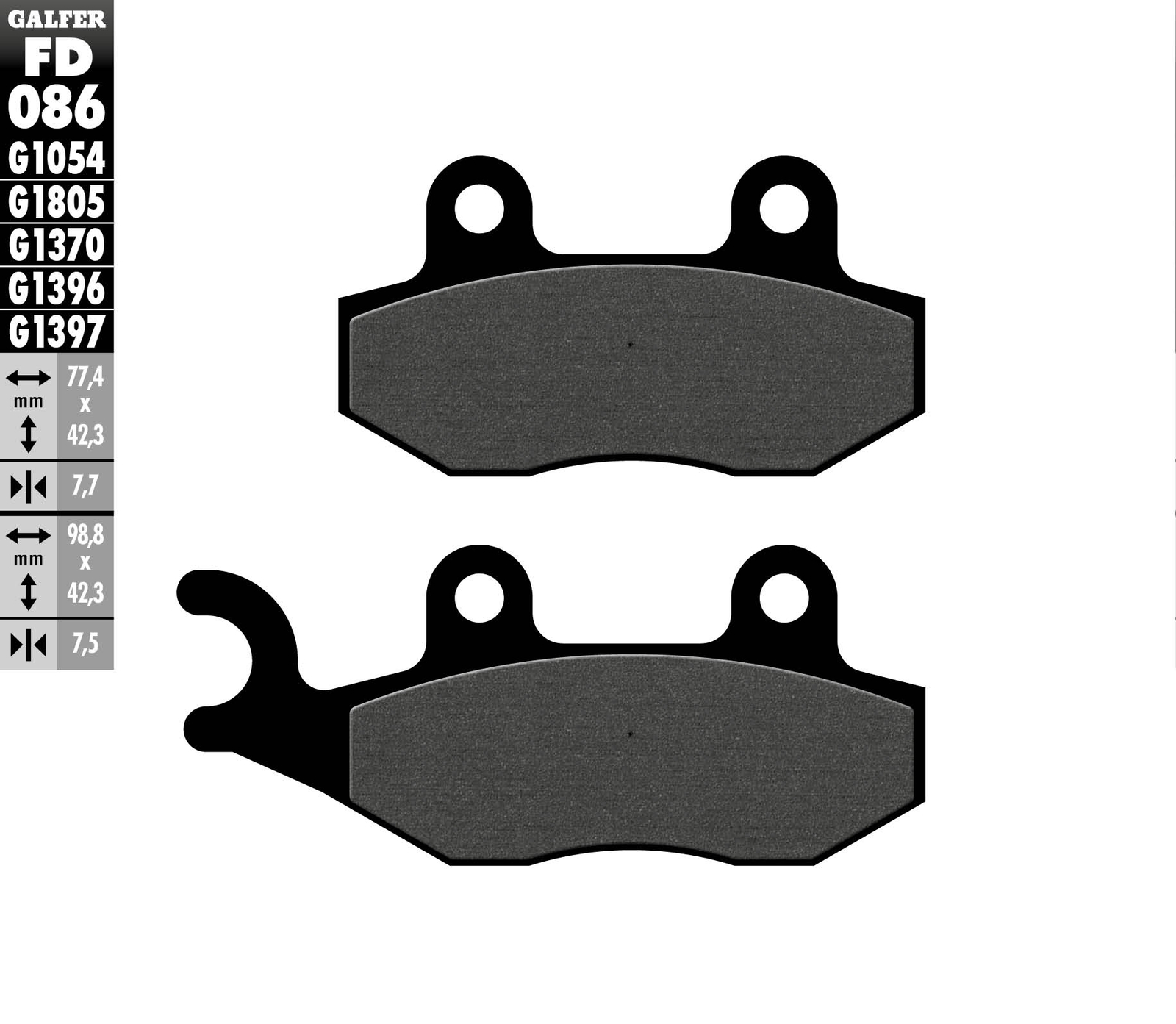 Plaquettes de frein semi-métalliques KH135 et KH214 pour étrier standard