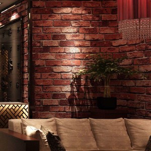 3D REALISTIC SLATE BRICK WALLPAPER RUSTIC RED STONE EFFECT ...