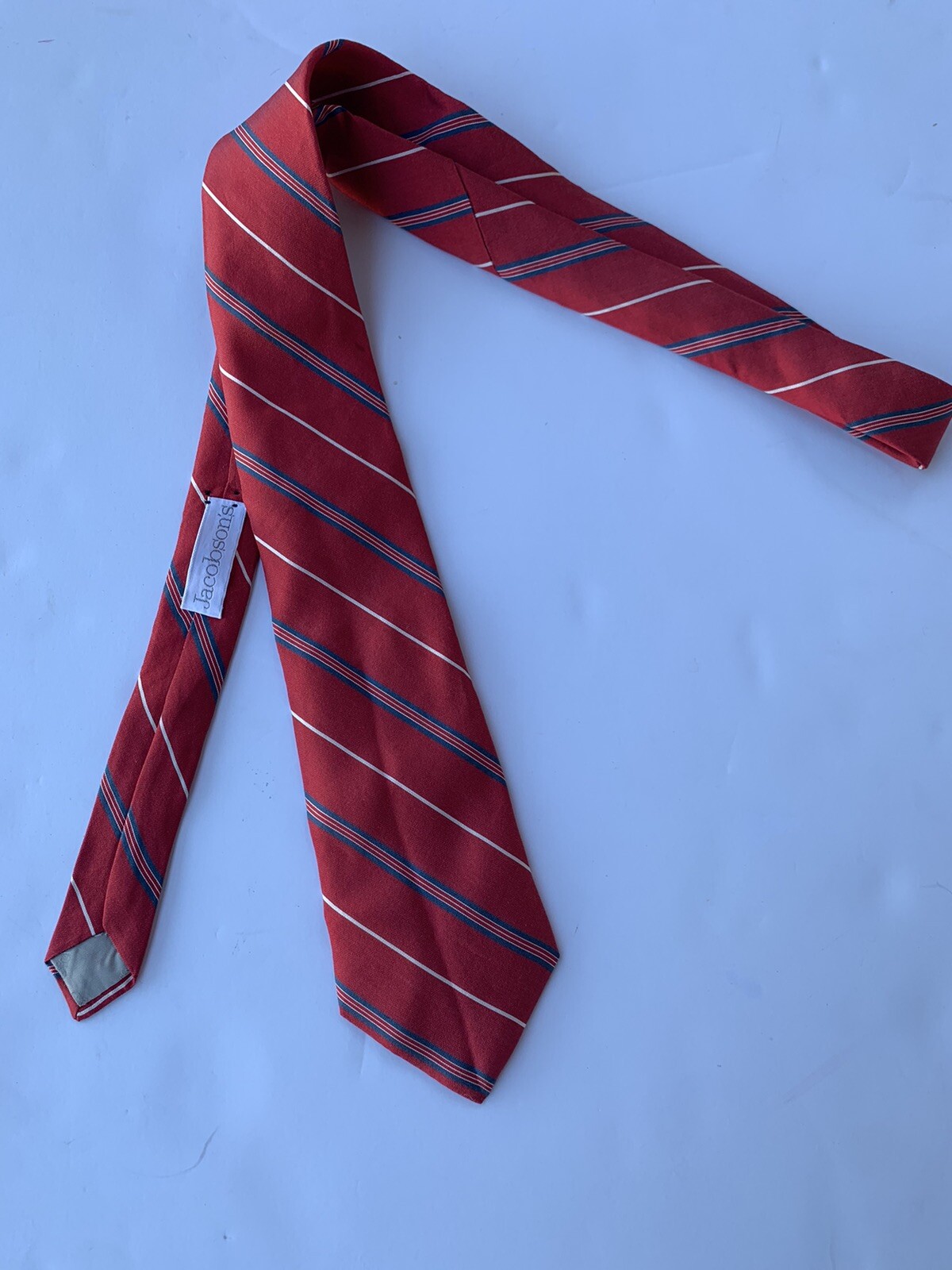 CHRISTIAN DIOR MEN'S TIE 100 Silk RED STRIPED SIZE 5… Gem
