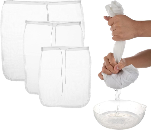Nut Milk Bag, 3 Pack Reusable Nylon Cheesecloth Fine Mesh Cheese Bags Food Strai