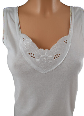 Ladies Undershirt 2 Pack White Size 36/38, 40/42 Lace Armpit Shirt Underwear