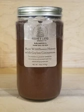 Raw honey with Organic Ceylon Cinnamon 1 lb (454g)-100% Local Organic in a GLASS