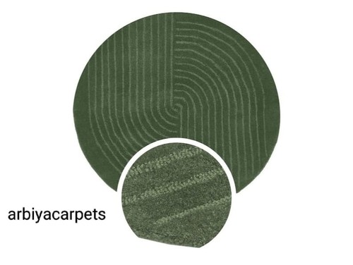 Circle Green Modern Designer Carpet Hand Tufted Grass Like Customized Area Rug - Picture 9 of 9