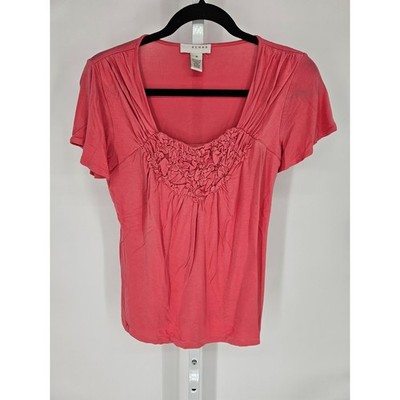 Kenar Women's Short Sleeve Round Neck Pink Viscose Top Size M