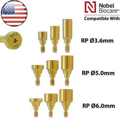 US Dental Nobel Healing Abutment Caps RP Fit NOB Active  3.6/5.0/6.0 H3/5/7mm