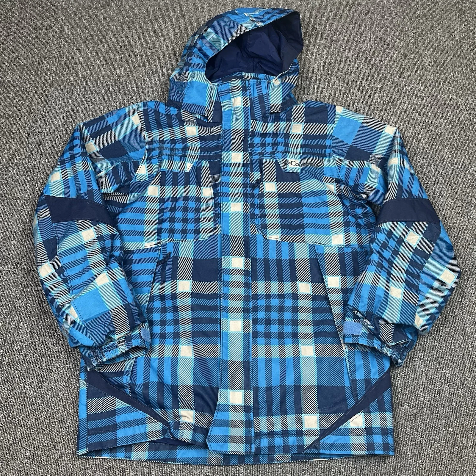 Columbia Jacket Youth Medium 10-12 Blue Interchange Omni-tech Waterproof Outdoor