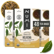 Numi Organic Hojicha Green Tea 16 Count Pack of 3 Smooth Roasted Flavor