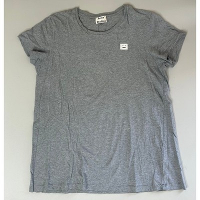 Acne Studios Standard Face T Shirt Gray Logo Patch 100% Cotton Women's Size M
