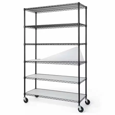 Black 6-Tier Adjustable Welded Steel Heavy Duty Garage Storage Unit Shelving wit