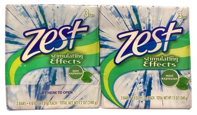 (2) 3-packs Zest MINT EXPLOSION Stimulating Effects 4oz Bars Soap NEW
