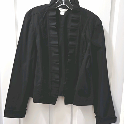 Christopher & Banks Women's Black Ruffle Front Open Jacket XL