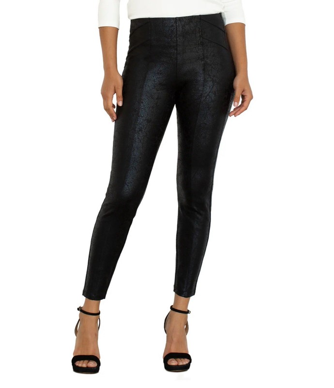 Liverpool Los Angeles Reese Black Crackled Coated Seamed Ankle Leggings 16/33