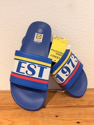LIVERGY Lidl Herren Pantolette Gr. 44 NEU EST 1973 Badelatschen Urlaub Malle NEU