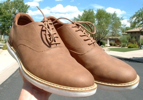 NICE! Mens Nordstrom Rack Ortholite Tan Suede Oxfords Dress Shoes Size 9.5 M