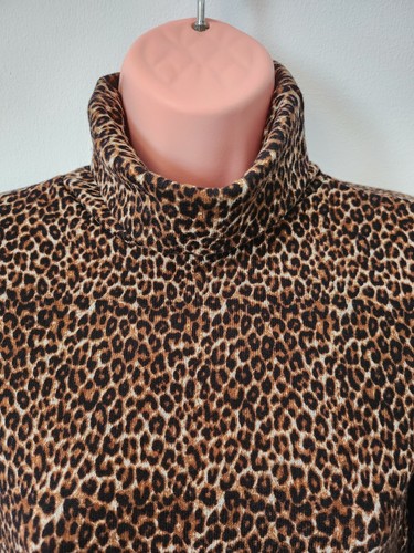 Ladies Zara Leopard Print Long Sleeve Roll Neck Top Size Medium (10) - Picture 2 of 5